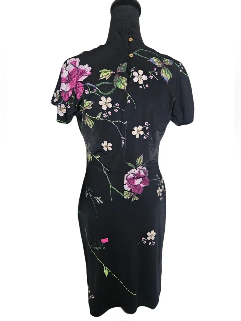 Roberto Cavalli Vintage Y2K Black Floral Mini Dress Size 44/ M